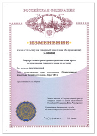 Приложение к Свидетельству на товарный знак о предоставлении лицензии.